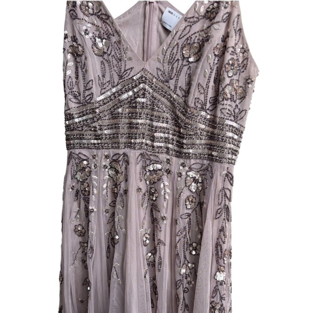 ASOS Design Floral Sequin Embellished Midi Dress Womens 6 Formal - Picture 5 of 10